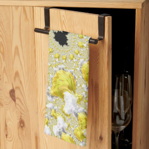 Abstract Gold Fractal Tea Towel