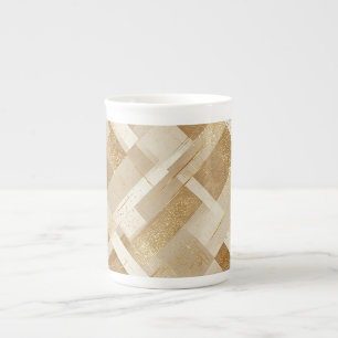 Abstract Gold Geometric Pattern with Metallic Bone China Mug