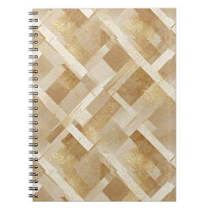Abstract Gold Geometric Pattern with Metallic Notebook