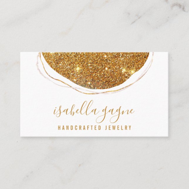 Abstract Gold Glitter Jewlery Designer Business Ca Card (Front)