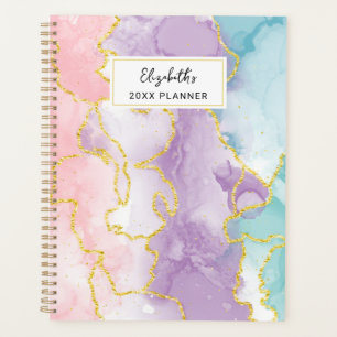 Abstract Gold Glitter Marble Custom Name 2026  Planner
