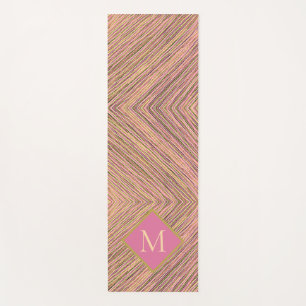 Abstract Gold Glitter Monogram Stripes Yoga Mat