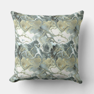 Abstract Gold & Grey Marble Stone Fluid Texture Cushion