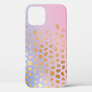 Abstract gold honeycomb on blue pink gradient colo iPhone 12 case