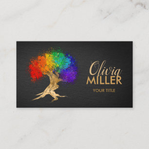 Abstract gold ink colour splatter tree business card