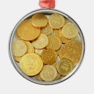 Abstract Gold Leaf Coins Hart Ornament