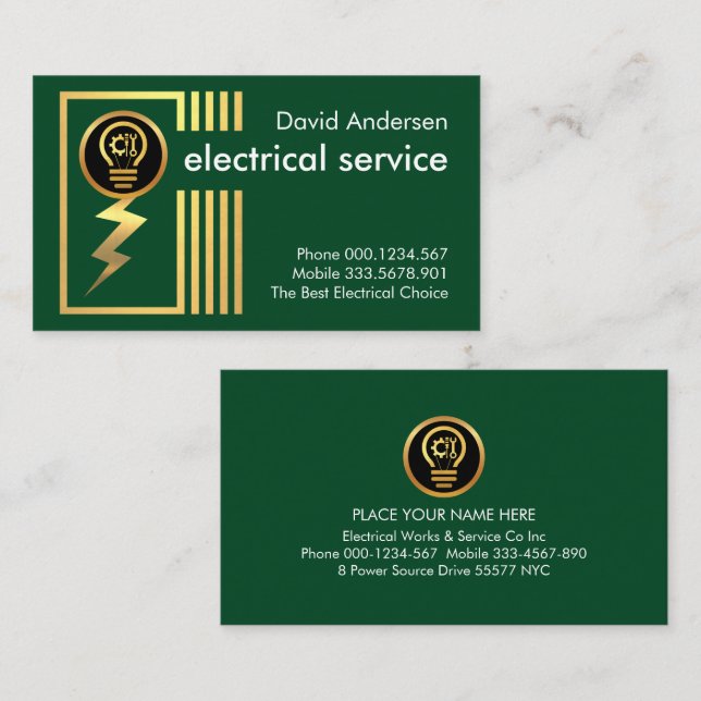 Abstract Gold Lightning Conductor Business Card (Front/Back)