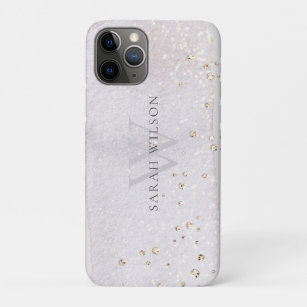 Abstract Gold Lilac Brush Stoke Monogram Glitter Case-Mate iPhone Case