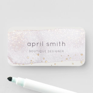 Abstract Gold Lilac Brush Stoke Watercolor Name Tag