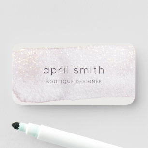 Abstract Gold Lilac Brush Stoke Watercolor Name Tag