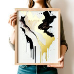 Abstract Gold Marble and Black Drips Foil Prints<br><div class="desc">This Abstract Gold Marble and Black Drips Foil Poster Art Print is a stunning piece of artwork that blends different textures and colours to create a visually striking image. The background of the poster features a luxurious gold marble pattern, with swirls and veins of different shades of gold creating a...</div>