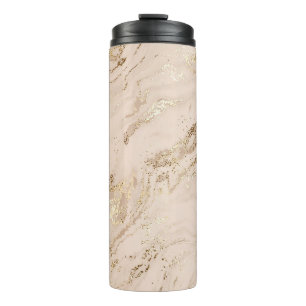 Abstract gold marble with glitter waves thermal tumbler