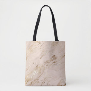 Abstract gold marble with glitter waves tote bag