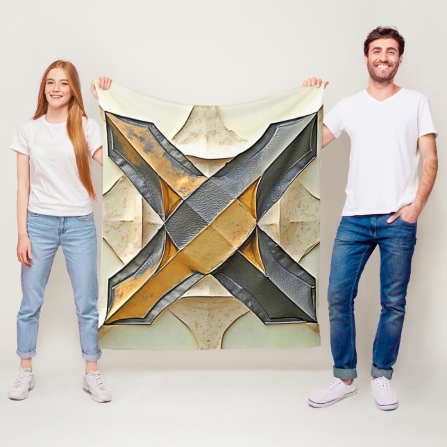 Abstract Gold Metal Design Fleece Blanket (In Situ)