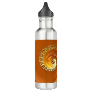 Abstract Gold Orange Gradient Spiral Fractal 710 Ml Water Bottle
