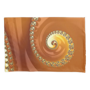 Abstract Gold Orange Gradient Spiral Fractal Pillowcase