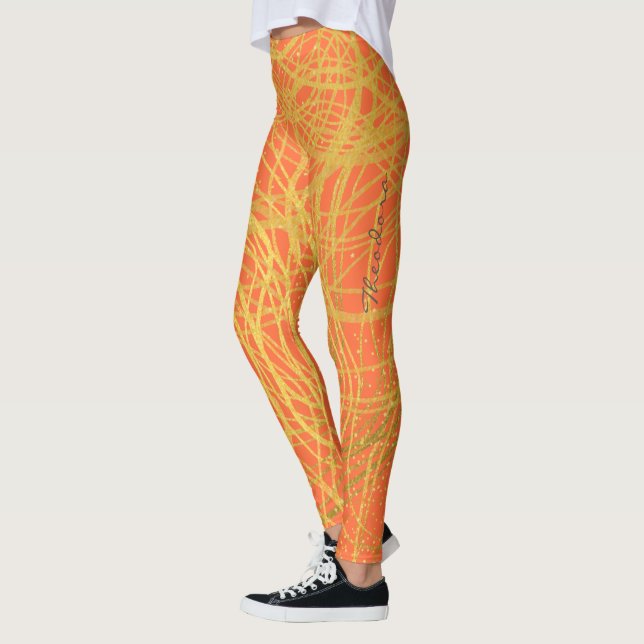 Abstract Gold Orange Leggings (Left)