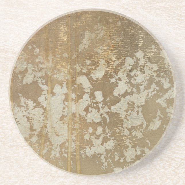 Abstract Gold Painting with Silver Speckles Coaster (Front)
