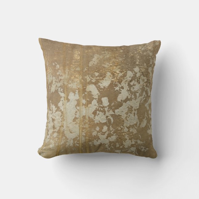 Abstract Gold Painting with Silver Speckles Cushion (Front)