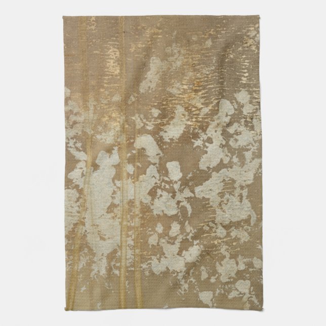 Abstract Gold Painting with Silver Speckles Tea Towel (Vertical)