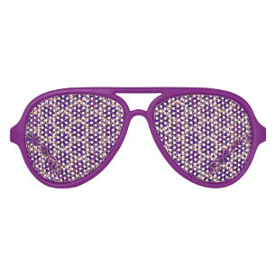 Abstract Gold Pink Flowers Aviator Sunglasses