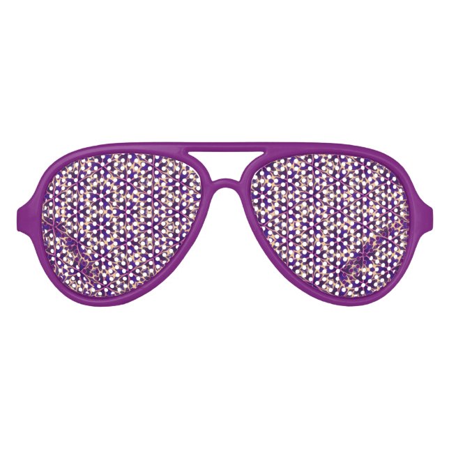 Abstract Gold Pink Flowers Aviator Sunglasses (Front)