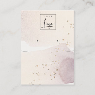 Abstract Gold Purple Logo Earring Necklace Display Business Card