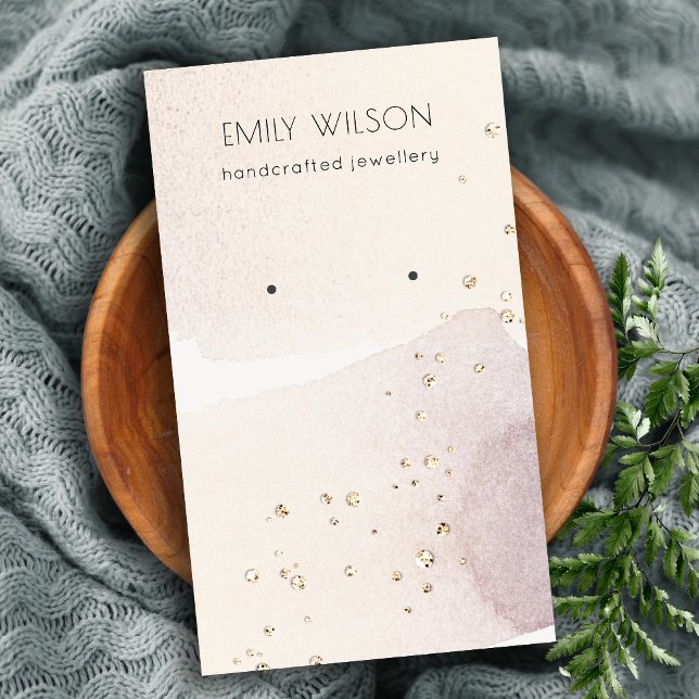 Abstract Gold Purple Watercolor Earring Display Business Card (Creator Uploaded)