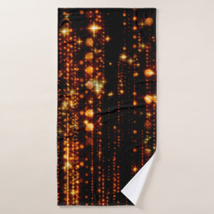 Abstract gold rain with bright particles with flar bath towel