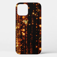 Abstract gold rain with bright particles with flar
