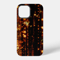 Abstract gold rain with bright particles with flar