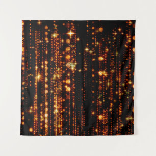 Abstract gold rain with bright particles with flar tapestry