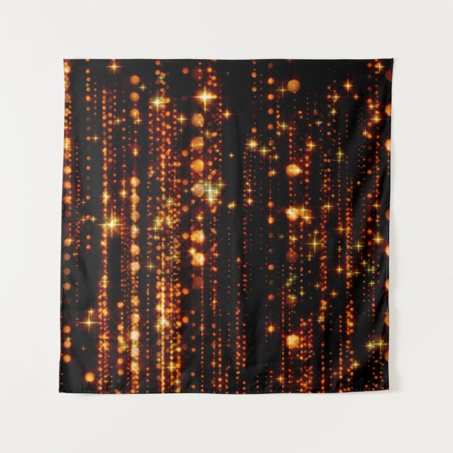 Abstract gold rain with bright particles with flar tapestry (Front)
