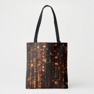 Abstract gold rain with bright particles with flar tote bag