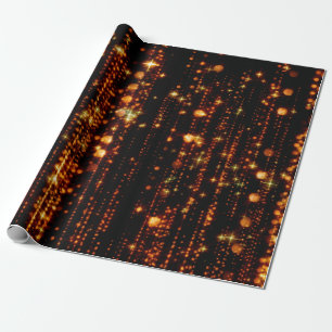 Abstract gold rain with bright particles with flar wrapping paper