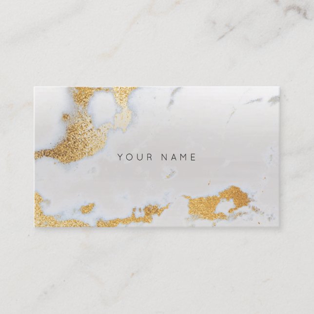 Abstract Gold Silver Grey Marble Metallic Stylist Business Card (Front)