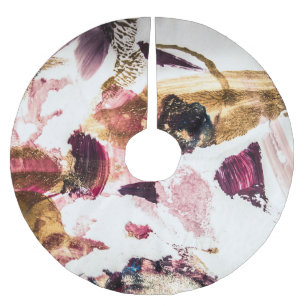 Abstract Gold Sparkles Creative Art Brushed Polyester Tree Skirt