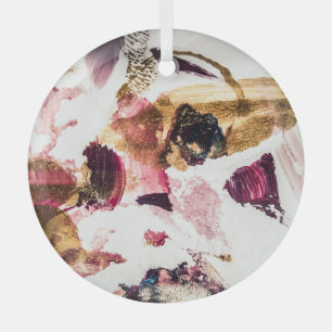 Abstract Gold Sparkles Creative Art Glass Tree Decoration