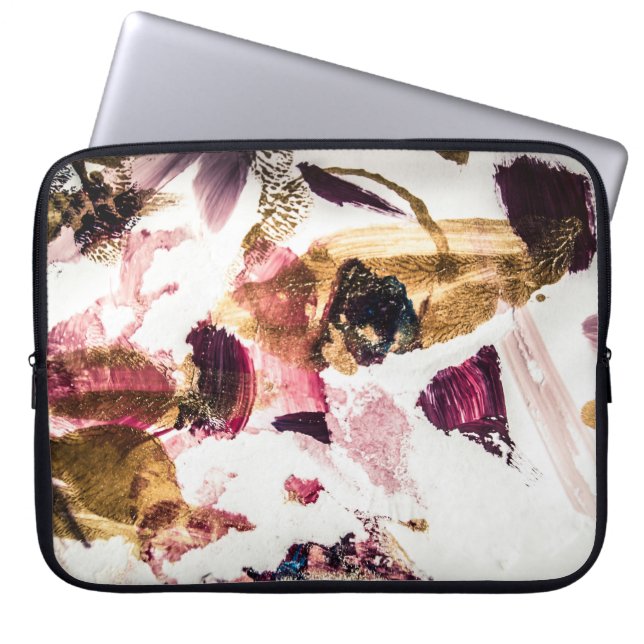 Abstract Gold Sparkles Creative Art Laptop Sleeve (Front)
