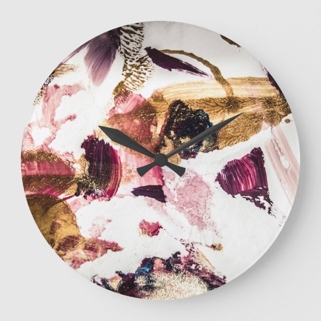 Abstract Gold Sparkles Creative Art Large Clock (Front)