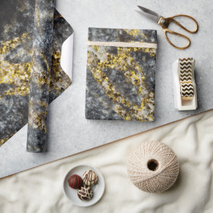 Abstract gold sparkles rocky texture wrapping paper