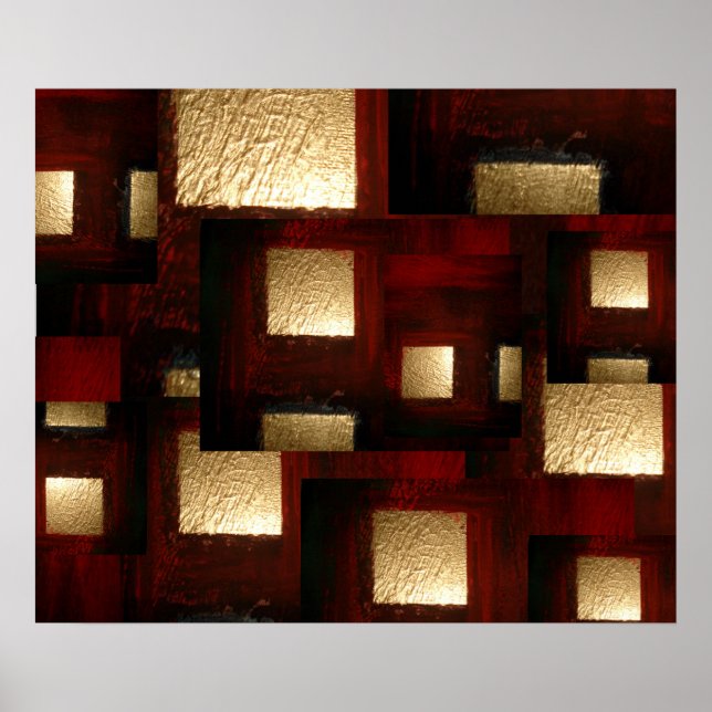 Abstract Gold Squares Poster (Front)