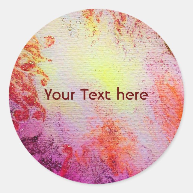 ABSTRACT GOLD SWIRLS , soft yellow pink purple Classic Round Sticker (Front)