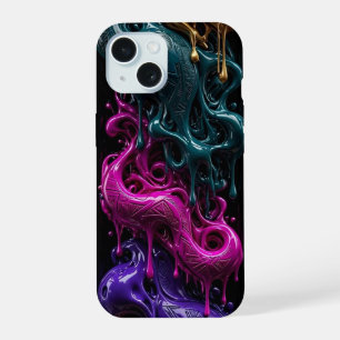 Abstract Gold Teal Magenta Purple Orange iPhone 15 Case