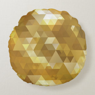 Abstract Gold Triangle Texture Round Cushion