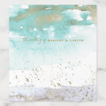 Abstract Gold Turquoise Lavender Watercolor