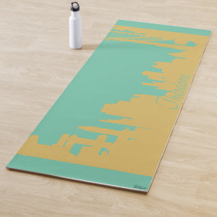 Abstract Gold Tusquoise Buildings Yoga Mat