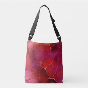Abstract Gold web over Violet, Purple and Magenta Crossbody Bag
