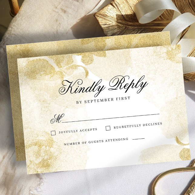 Abstract Gold Wedding RSVP Card (Creator Uploaded)