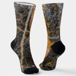 Abstract gold white lines rock texture socks